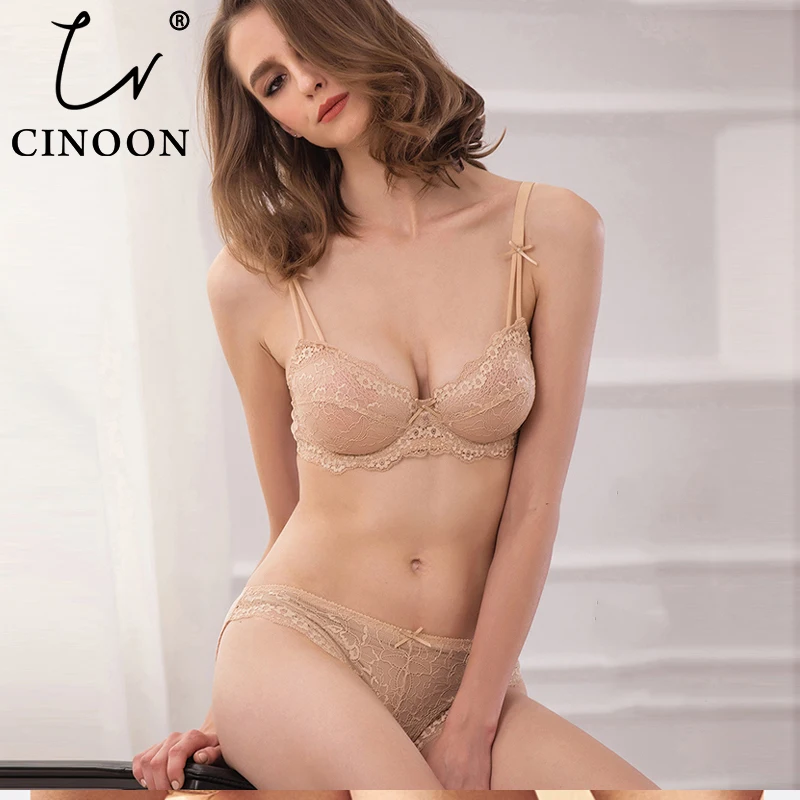 CINOON, женский сексуальный комплект с бюстгальтером, кружевное нижнее белье, регулируемая тонкая чашка, комплект нижнего белья размера плюс, женские бюстгальтеры и комплекты нижнего белья