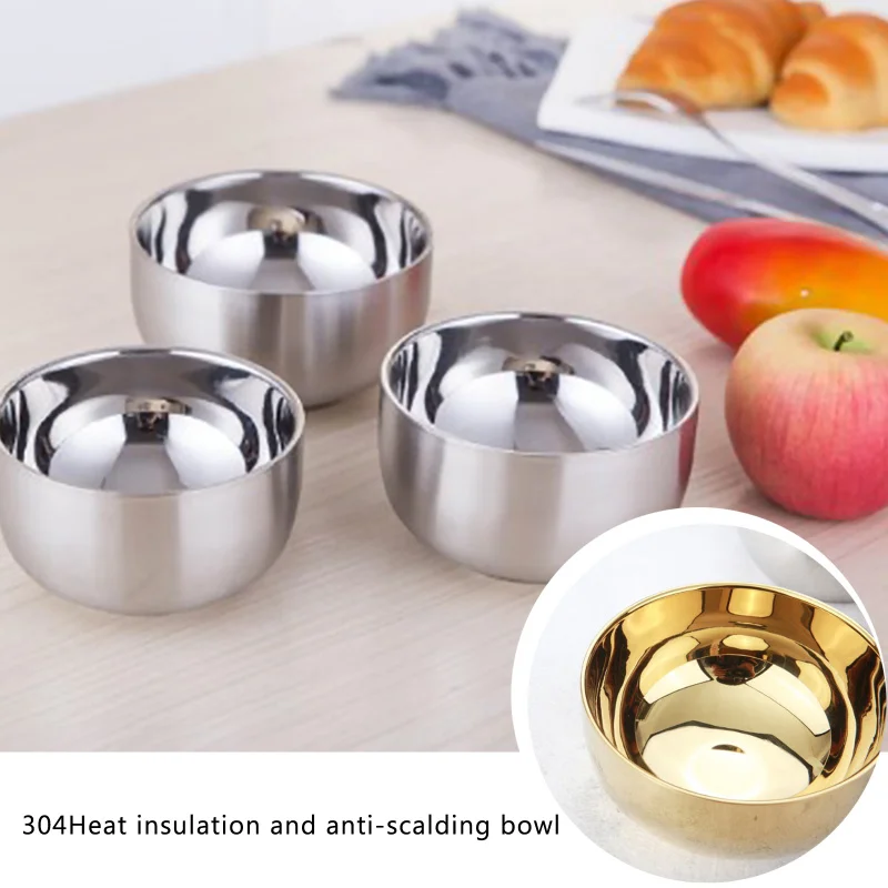 

Kitchen Bar Tableware Soup Bowl Double Thick Stainless Steel Bowl Korean 304 Stainless Steel Polished Noodles Soup Bowl Of Rice