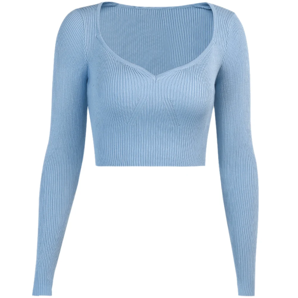 

Women Autumn Winter Long Sleeve Slim-Fit Knit Sweater Pullover Sexy V-neck Top