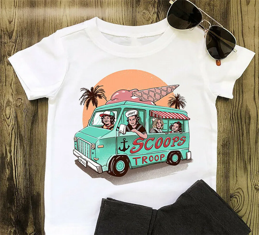 Странные вещи 3 совки отряд мороженое грузовик унисекс футболка уличная