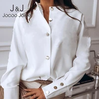 jocoo jolee vintage solid blouse casual long sleeve button shirt oversized harajuku tops office lady tunic womens clothing