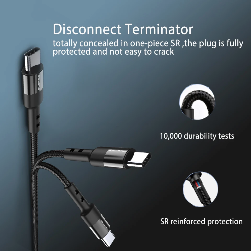 60 Вт 3A Кабель с разъемом Usb Type-C кабель Usbc PD зарядный для передачи данных Samsung S20