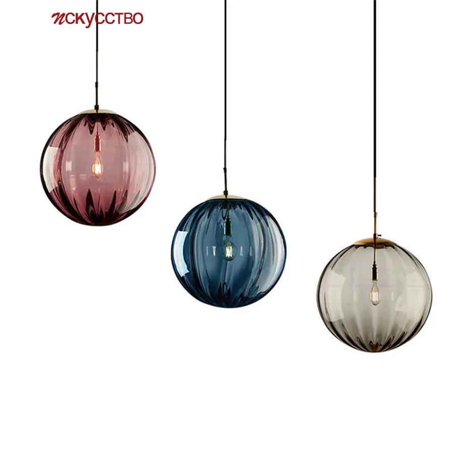 

Nordic Stained Glass Ball Led Pendant Lights For Cafe Bar Dining Room Art Luster Hanging Lamp Loft Decor Suspension Luminaire