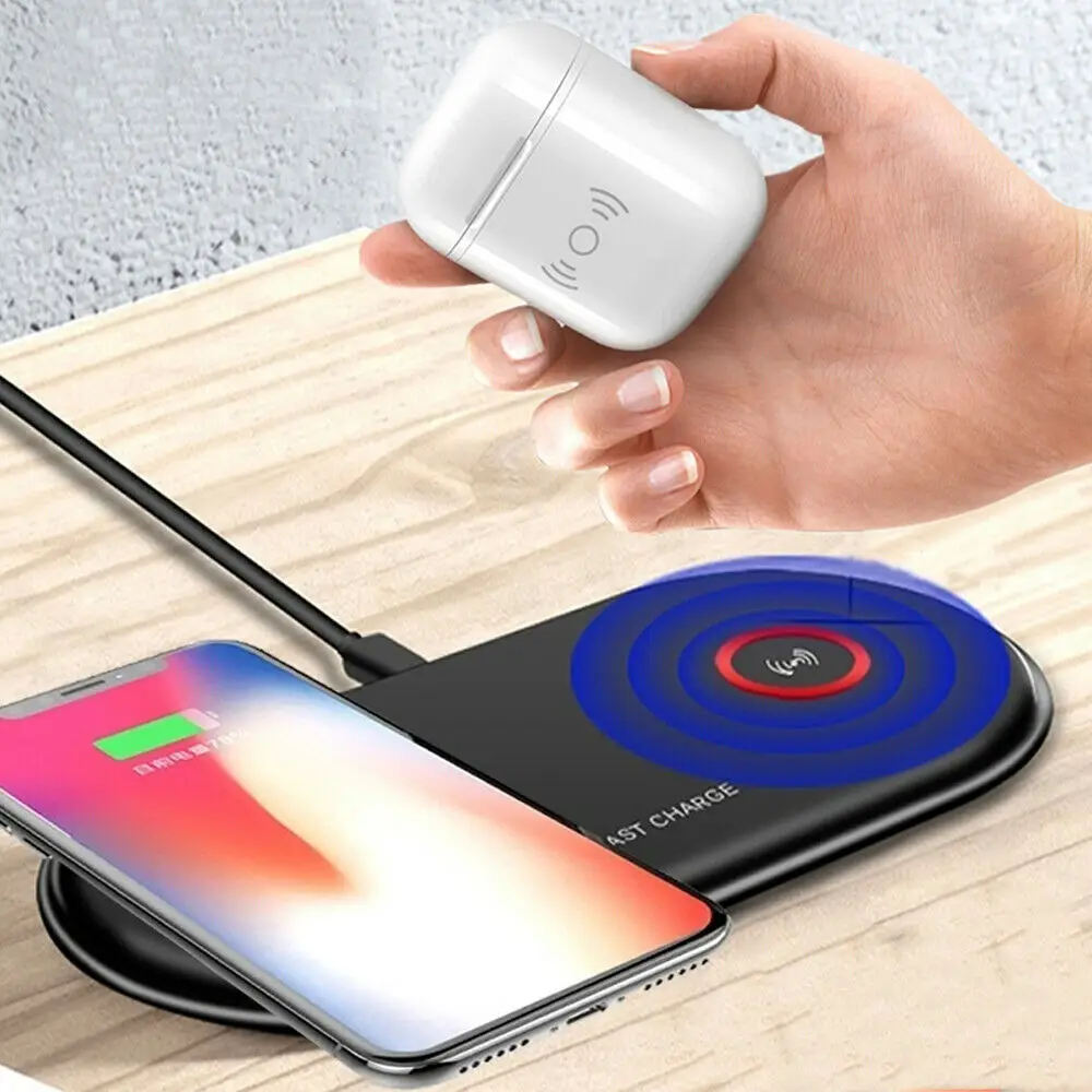 Быстрая Беспроводная зарядная станция 5 Вт для Samsung S10 S9 S8 7 W Dual Qi настольное