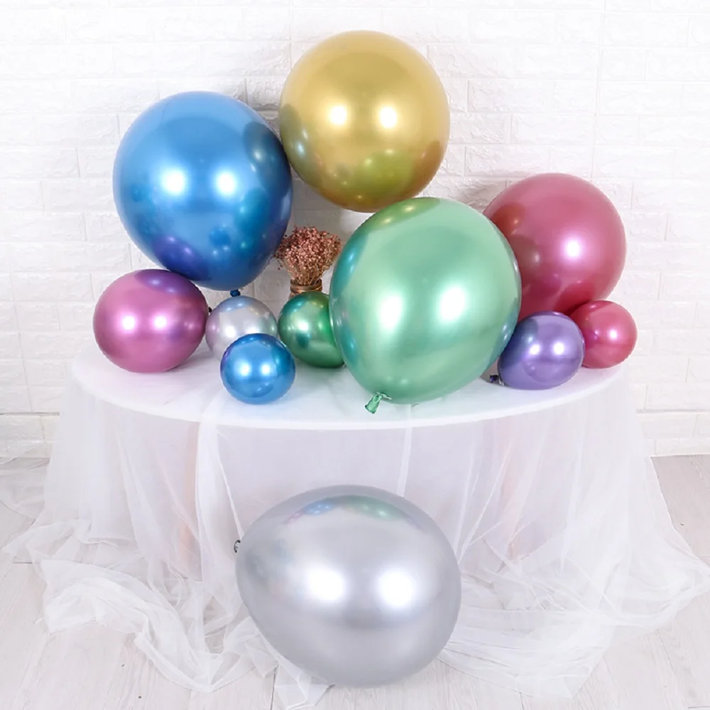 

5/10/12/18inch Gold Silver Big round Metal Latex Balloons Wedding Matte Helium Globos Birthday Party Adult Decorations