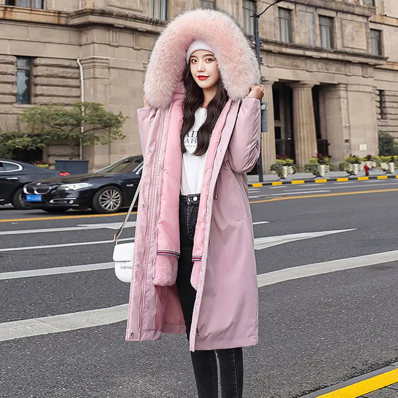

2020 Thicken Winter Jackets Parka Women Plus size M-4XL Removable Cotton Liner Down Jacket Loose Outerwear Warm Long Coat Female