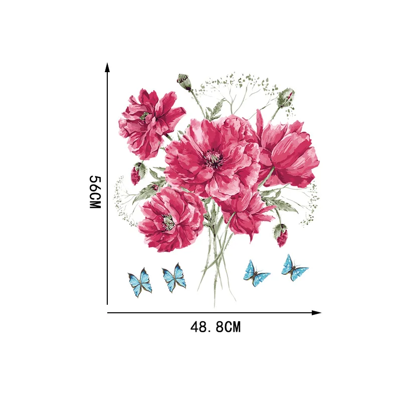

YOJA 48.856CM Hand Painted Bouquet Butterfly Home Wall Stickers Personality Art Room Decoration 8WS0086