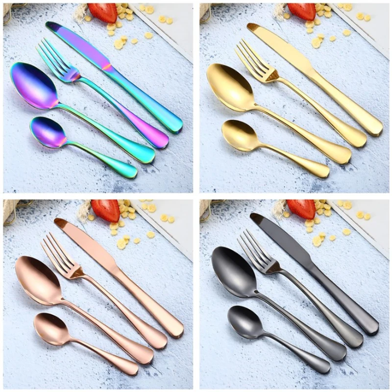 Набор радужных столовых приборов из нержавеющей стали западные столовые приборы