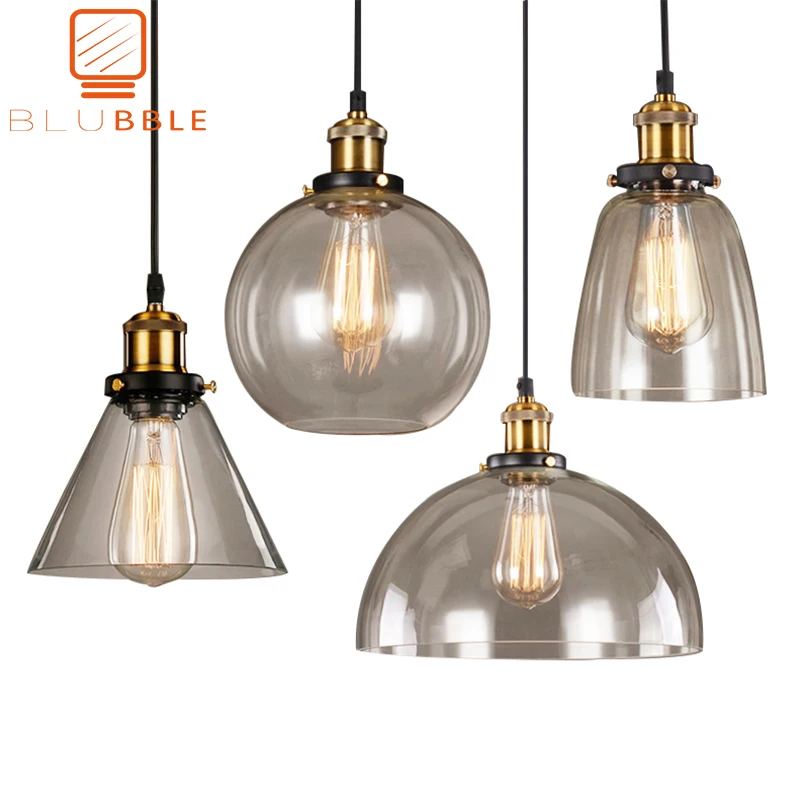 Loft Vintage Pendant Lights Glass Pendant Lamps Industrial Hang lamp Smoky Grey Lamparas De Techo Colgante Modern Lustre Pendent