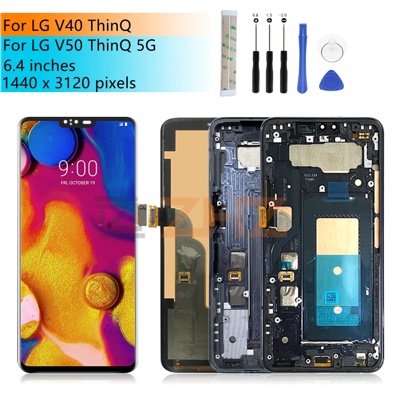 Для LG V40 ThinQ V405 ЖК-дисплей с рамкой для V50 кодирующий преобразователь сенсорного