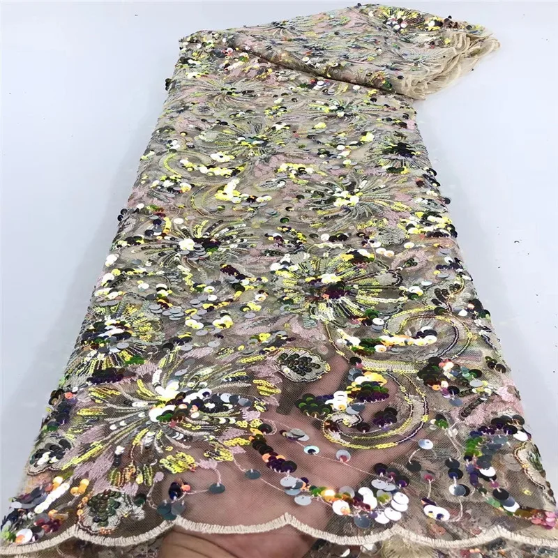 

Madison African Sequins Lace Fabric 2020 High Quality Lace Nigerian Tulle Lace Fabrics Bride French Net Lace Fabric Sewing