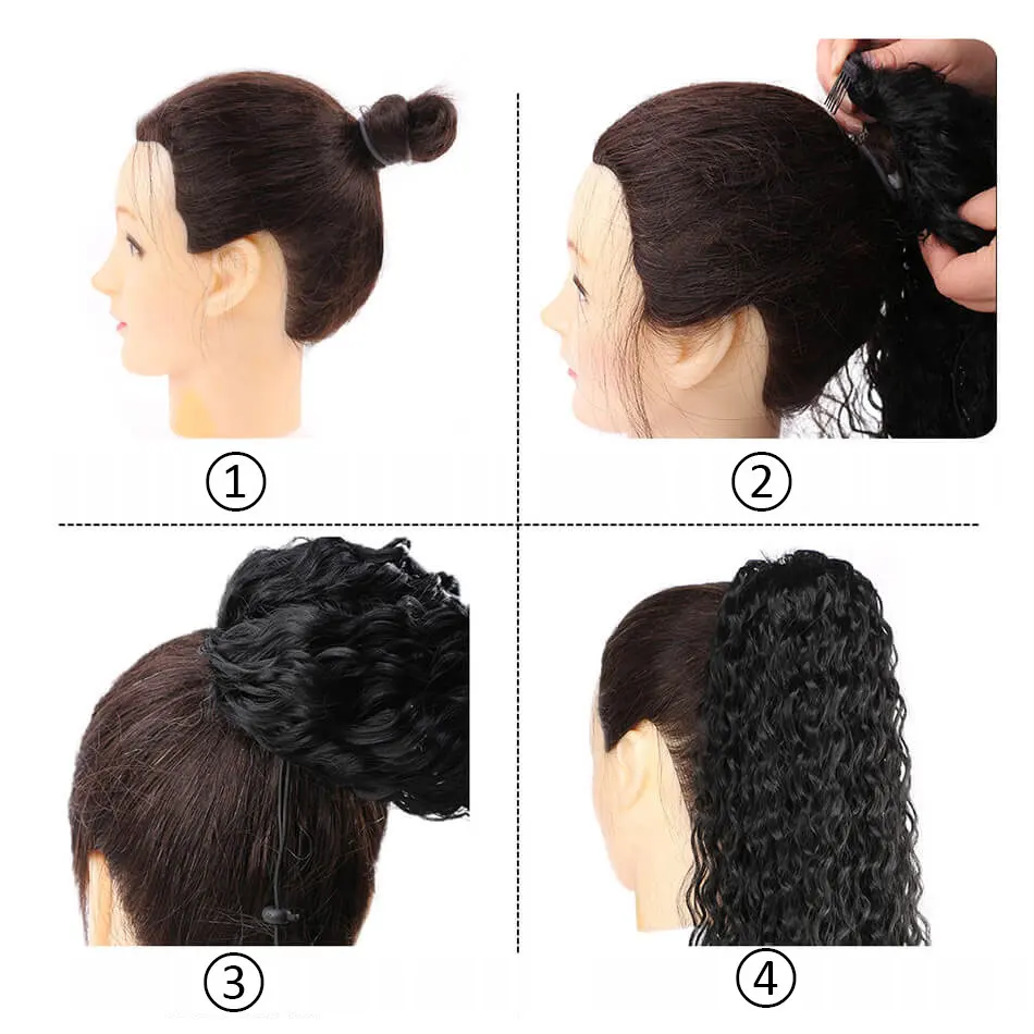 

Long Drawstring Puff Ponytail Synthetic Curly Hair Extension Hairpiece Clip In Pony Tail Wavy Black Brown Blonde BOOMING HAIR