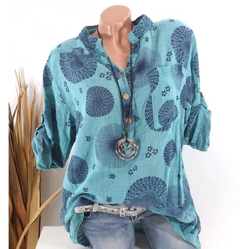 

2020 Spring Fashion Chiffon V-neck Women Blouse Long Sleeve Shirts Floral Plus Size Top Casual Sexy Office Lady Blusas