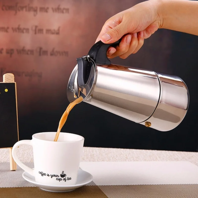 Лучшие Кофеварки Moka Pot из нержавеющей стали портативные электрические кофейники 100 мл/200 мл/300 мл/450 мл/600 мл/мл