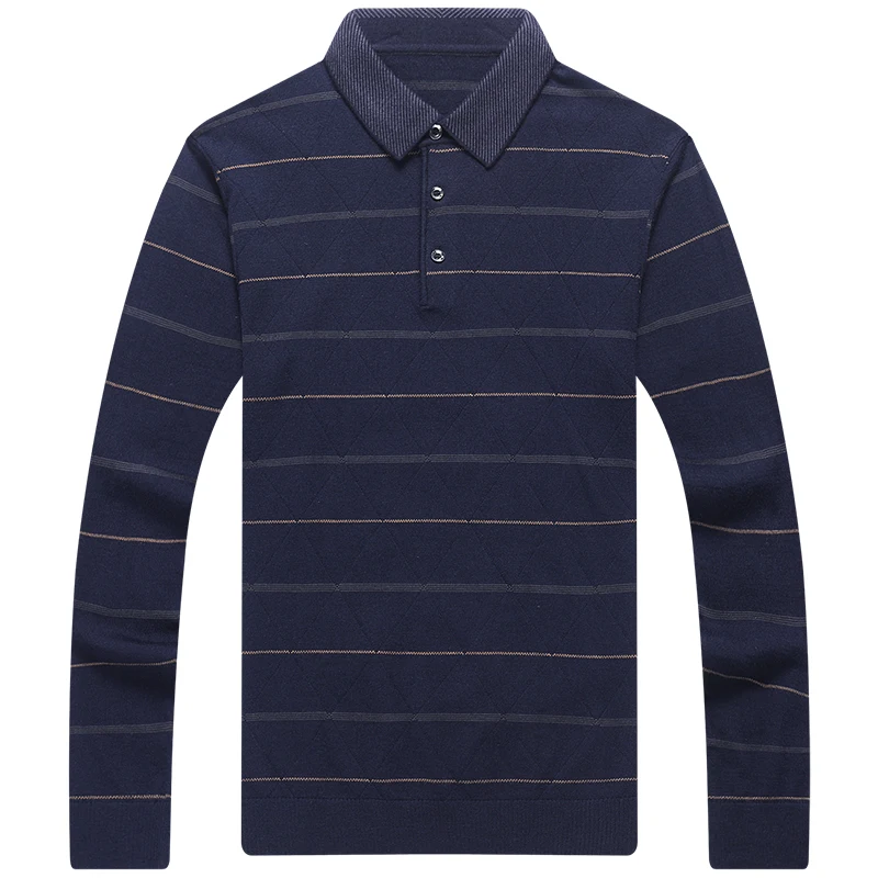 Мужская Повседневная рубашка-поло в полоску с длинным рукавом | одежда