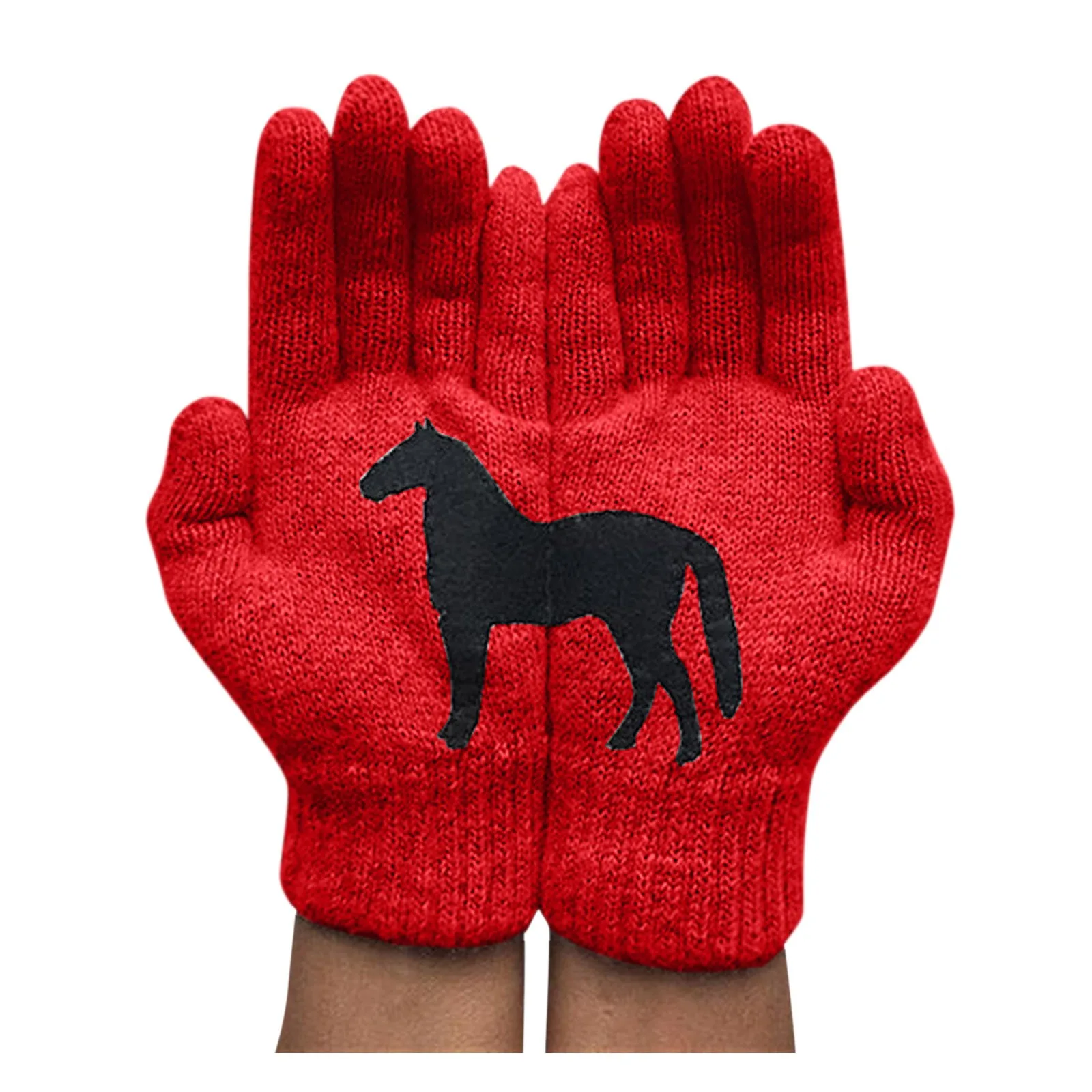 

Ladies Woolen Gloves Autumn And Winter Outdoor Warm Dog Bones Printing Gloves Ski Gloves Cycling Tool