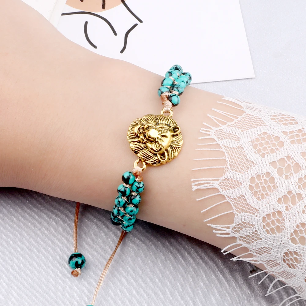 Камень браслет на зестежке с тигровый глаз каменные бусы из бирюзы очарование