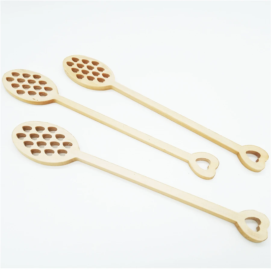 50 pcs Hollow Out Wooden Wood Honey Dipper Sticks, Honey spoon, Server for Honey Jar Dispense Drizzle Honey, Wedding Party Favor