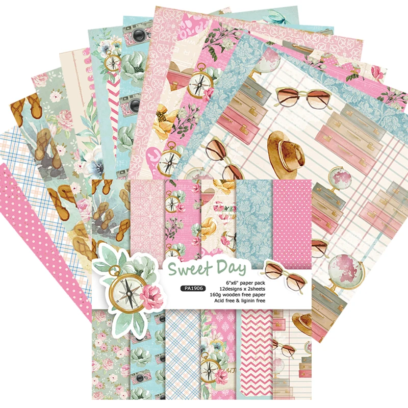 Бумажные пакеты для скрапбукинга 12 шт. 6 дюймов милые дневные бумажные творчества