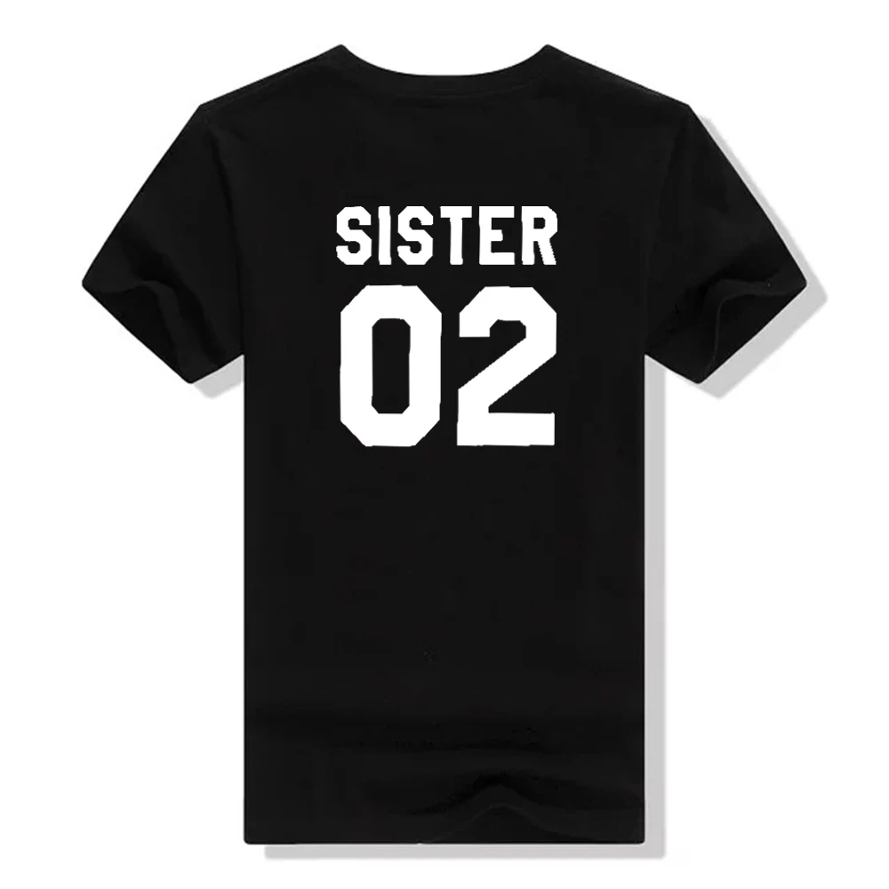 WTQWT0745-Black-02 ZOGANKI женская модная летняя футболка с лучшими друзьями SISTER 01 SISTER 02 футболка с коротким рукавом повседневные женские футболки топы - Цвет: WTQWT0745-Black-02