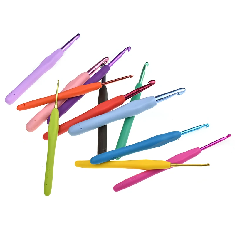 

12pcs Soft Handle Crochet Needles Set Mix Size 2.0-8.0mm Knitting Needles Hook For Crochet DIY Yarn Sweater Weaving Tool Needle