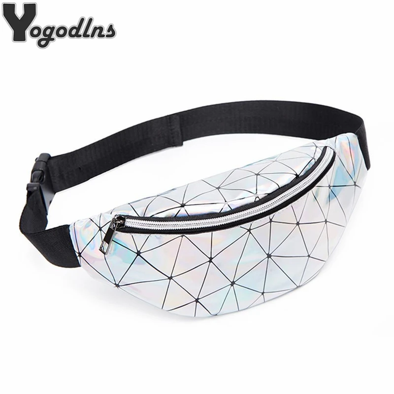 Лазерная Геометрическая клетчатая женская сумка на пояс новинка 2021 отражающая