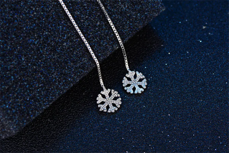 Женские серьги в виде снежинок модные аксессуары для девушек серебряные 925