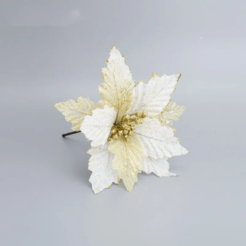 10 шт. сделай сам искусственные фланелеты марлевые цветы позолота блестки Poinsettia