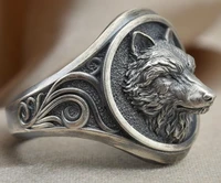 2021 trend elegant silver domineering retro wolf totem mens ring male ring cool stuff gothic accessoriesmens jewellery wedding