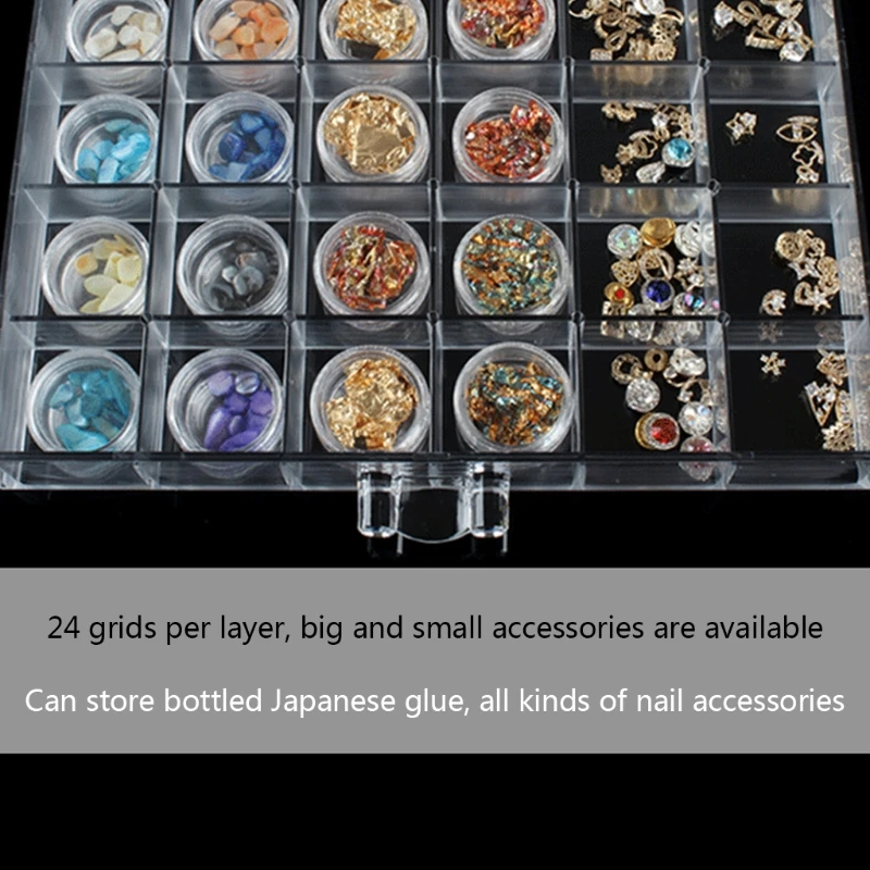 

5 Tier Nail Art Decoration Organizer Drawer 120 Lattice Girds Clear Acrylic Jewellery Accessories Storage Box Case Holder