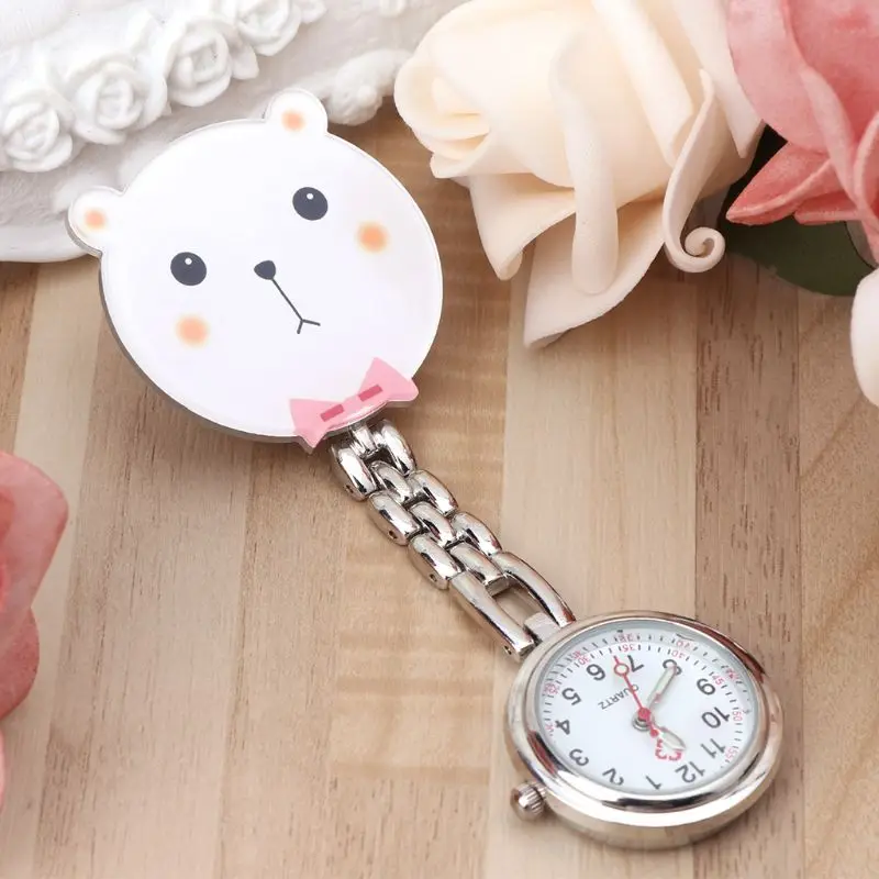 

Часы женские карманные акриловые с 3d-изображением медведя, серебристые