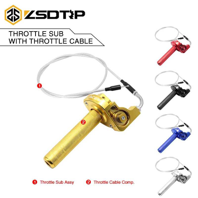 

ZSDTRP 7/8'' 22mm Acerbs CNC Aluminum Throttle Twist Grip with Elbow Throttle Cable For Pit Dirt Bike Motocross ATV Offroad Quad