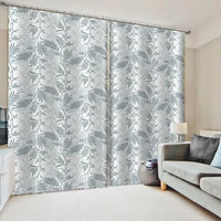 luxury blackout 3d window curtains for living room bedroom photo wall murals wallpaper blue leaf curtains
