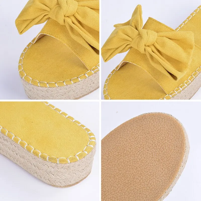 

Women Sandals Sweet Bow-knot Platform Sandals 2021 Summer Shoes Woman Wedges Heels Sandalias Mujer Peep Toe Flat Slippers Women