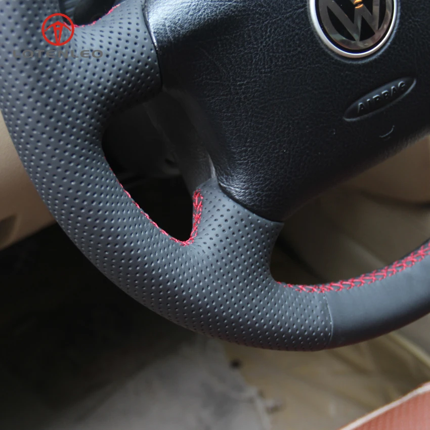 LQTENLEO черный чехол рулевого колеса автомобиля из искусственной кожи для Volkswagen Passat