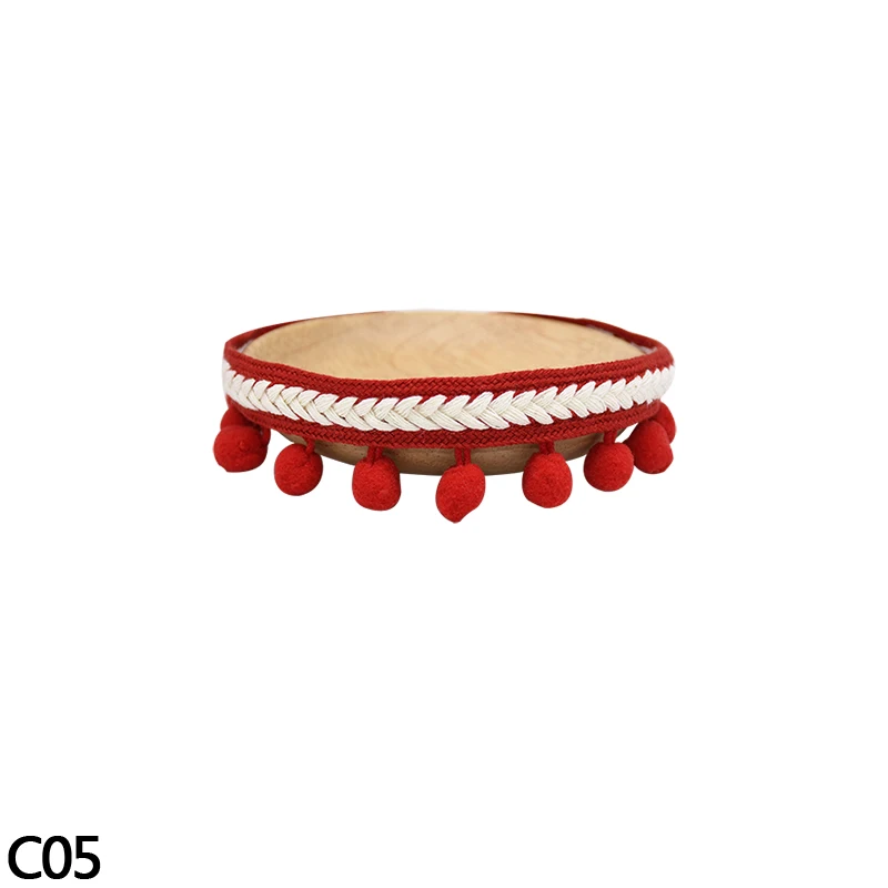 C05-3yards Lace Fabric 3Yards 1.3cm Tassel Ball Fringe Ribbons DIY Material Apparel Sewing Accessories Pompom Trim Pom Pom Home Decorations - Цвет: C05-3yards