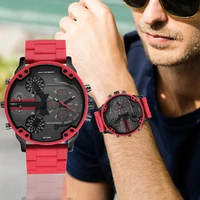 stainless steel mens sport watch with large dial analogue quartz men watches fashion luxury business men watches leather watche