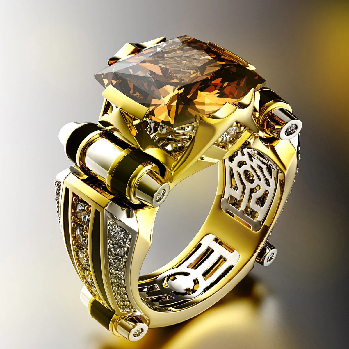 Роскошное мужское кольцо золотые с черным фианитом кольца для женщин и мужчин