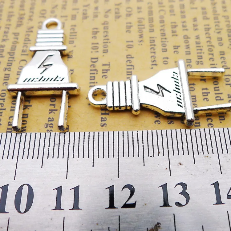 

Supplies For Jewelry Making 3pcs 16x32mm Antique Silver Color Plug Socket Charms