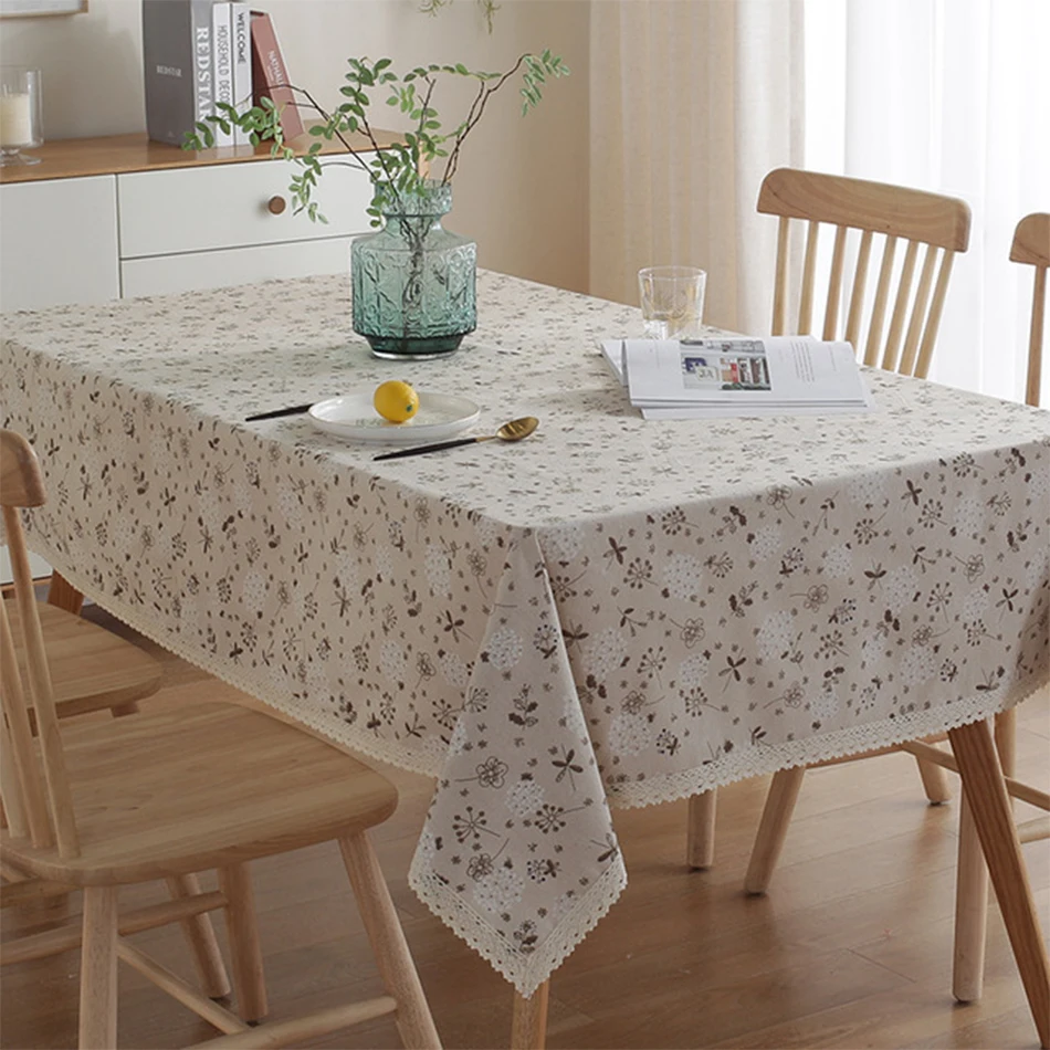 With Lace,customizable Blending Flower Tablecloth,for Home Kitchen Dinning Tea Coffee Table Decoration