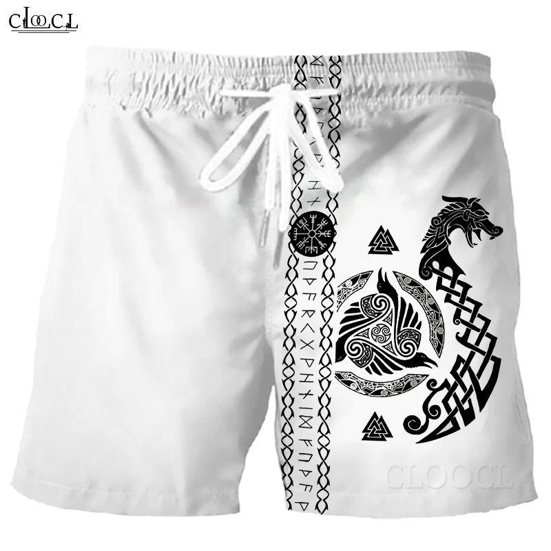 

CLOOCL Newest Popular Viking Tattoo Summer Fashion Mens Shorts 3D Print Hip Hop Casual Harajuku Beach Shorts Drop Shipping