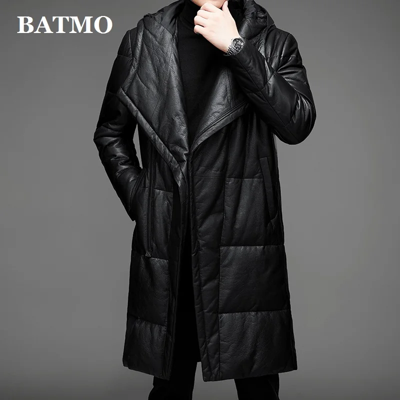 

Парки BATMO из натуральной кожи для мужчин, парки из коровьей кожи с капюшоном из 2022 белой утки, D32069, зима 90%