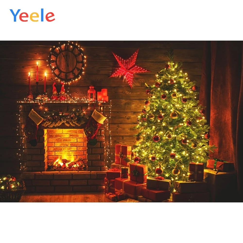 Yeele фон для фотографирования с изображением рождественских дерева каминный в