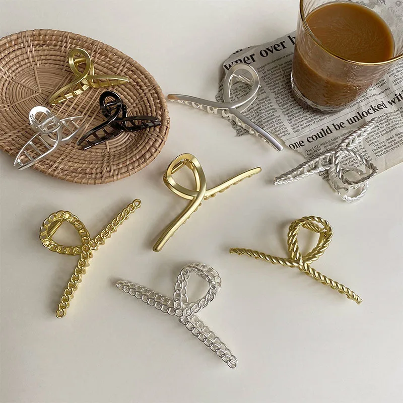 

Large Metal Hair Claw Clips Nonslip gold hair clamps, Thinner Thick hair styling,Strong Hold Hair,Fashion Hair Accessories