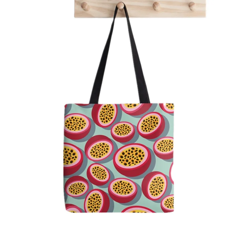 

Women shopper Purple Passion Fruit Printed Kawaii Bag Harajuku Shopping Canvas Shopper Bag girl handbag Tote Shoulder Lady Bag