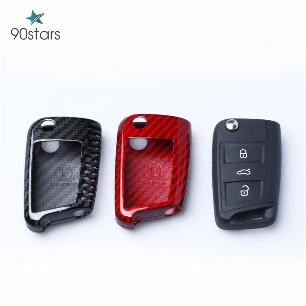 Чехол для автомобильного ключа из углеродного волокна VW Volkswagen Golf 7 Skoda Octavia A7 B8 Superb