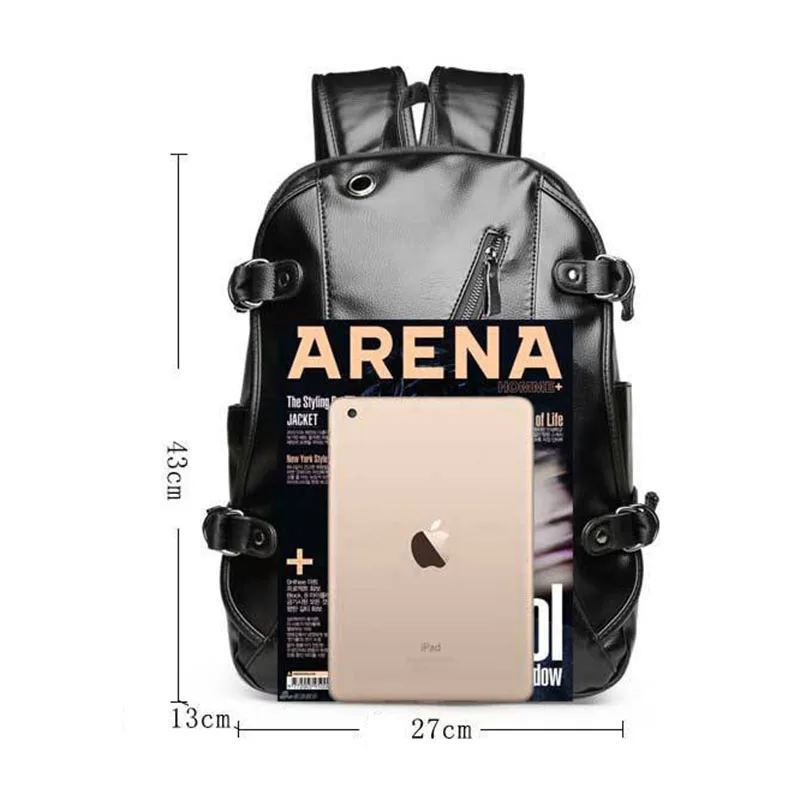 

WILIAMGANU Leather Designer Backpack Men Waterproof Retro School Bags For Teenagers Mochila Mujer USB Charging Laptop Backpack