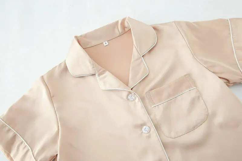 Kids Girls Boys Pajamas Set Silk Satin Pajamas Set Kids Suit Short Sleeve Sleepwear Nightwear Chlidren Pajamas Set