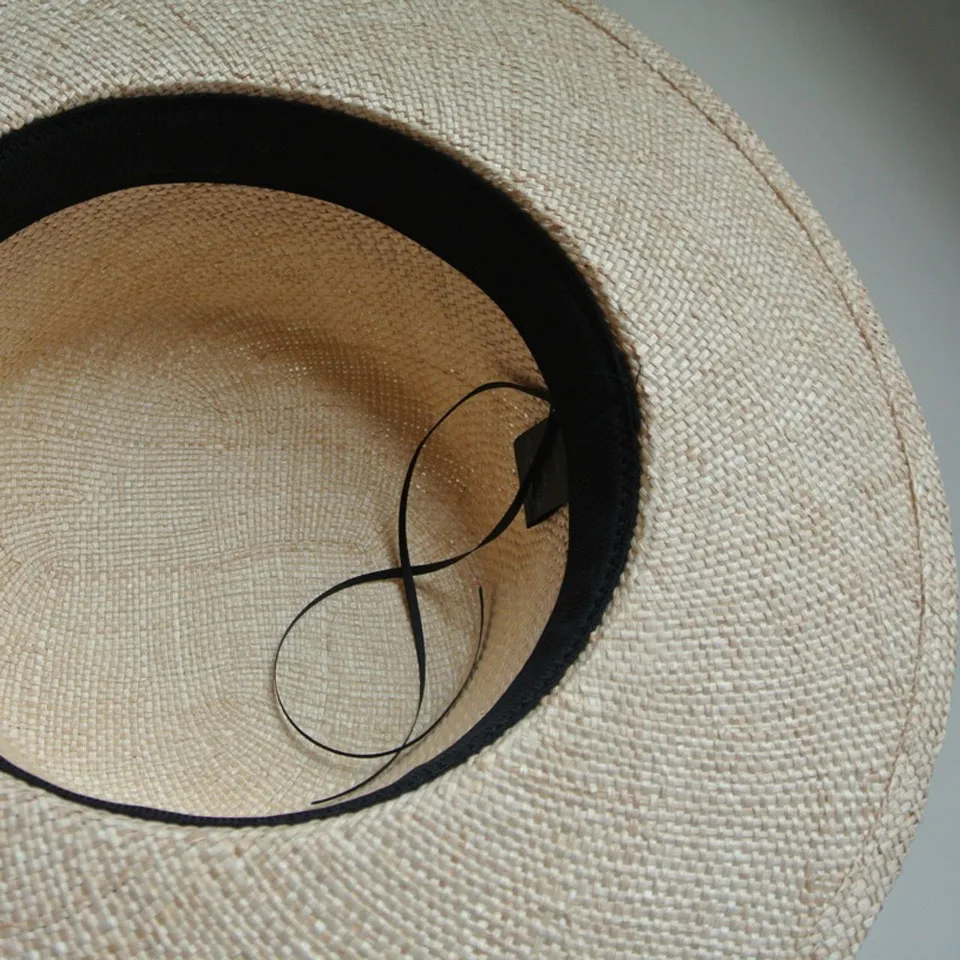 

Elegant Handmade Top Quality Treasure Straw Hat Women Summer Sun Hats Fedoras Natural Straw Sun Panama Beach Hat With Ribbon