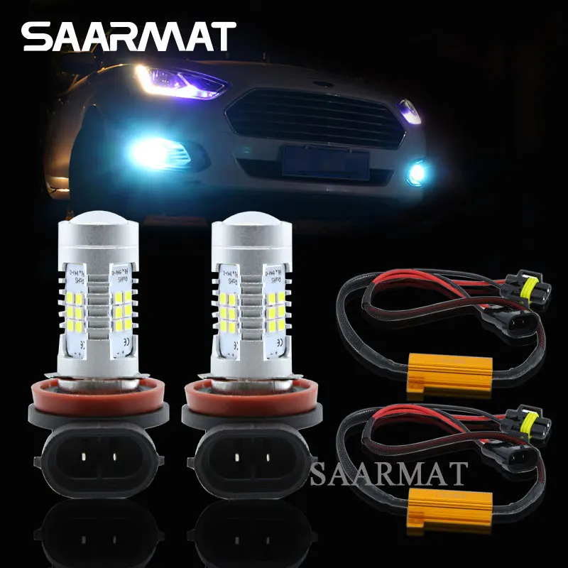 Пара H8 H9 H11 21 SMD светодиодный лампы туман светильник DRL Дневной ходовой огонь + Canbus